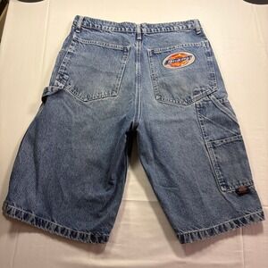 Mens Dickies Denim Carpenter Shorts Vintage Distressed Blue Size 36